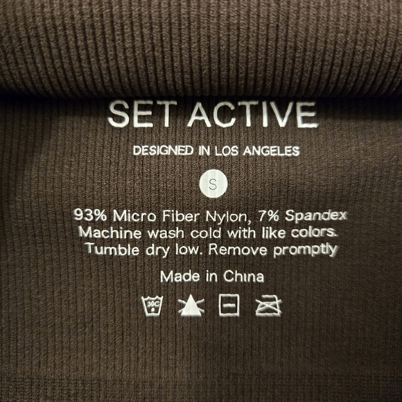 Set Active Ribbed Sports Bra Brown Small - Picture 5 of 5